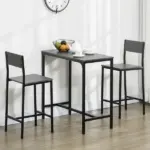 3 Piece Industrial Dining Set for 2, Counter Height Kitchen Table with Bar Stools, Breakfast Table, Gray - Image 2