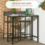 3 Piece Industrial Dining Set for 2, Counter Height Kitchen Table with Bar Stools, Breakfast Table, Gray - Image 4