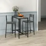 3 Piece Industrial Dining Set for 2, Counter Height Kitchen Table with Bar Stools, Breakfast Table, Gray - Image 6