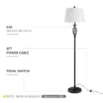 3 Piece Lamp Set with Floor and Table Lamps Metal Pole Round Base Fabric Shade for Living Room Bedroom Black White - Image 7