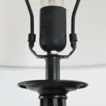 3 Piece Lamp Set with Floor and Table Lamps Metal Pole Round Base Fabric Shade for Living Room Bedroom Black White - Image 9