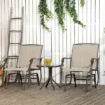 3 Piece Outdoor Glider Chair Set with Glass Coffee Table, Brown - Image 2