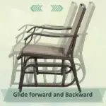 3 Piece Outdoor Glider Chair Set with Glass Coffee Table, Brown - Image 4