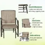 3 Piece Outdoor Glider Chair Set with Glass Coffee Table, Brown - Image 5