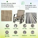3 Piece Outdoor Glider Chair Set with Glass Coffee Table, Brown - Image 7
