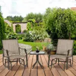 3 Piece Outdoor Glider Chair Set with Glass Coffee Table, Brown - Image 10