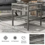 3 Piece Outdoor PE Rattan Rocker Chair Set, Rocking Chair with Tempered Glass Table Top, Gray - Image 5