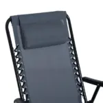 3 Piece Outdoor Rocking Bistro Set, Patio Folding Chair Table Set with Glass Coffee Table for Yard, Patio, Deck, Backyard, Grey - Image 10