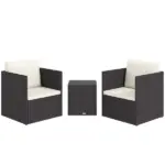 3 Piece Patio Furniture Set with Washable Cushions, Adjustable Feet, and Glass Coffee Table for Garden, Balcony, Brown - Image 11
