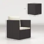 3 Piece Patio Furniture Set with Washable Cushions, Adjustable Feet, and Glass Coffee Table for Garden, Balcony, Brown - Image 3