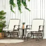 3-Piece Patio Rocking Chair Set with Coffee Table Outdoor Bistro Set Sling Fabric Glass Tabletop for Garden - Image 2