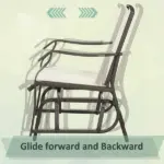 3-Piece Patio Rocking Chair Set with Coffee Table Outdoor Bistro Set Sling Fabric Glass Tabletop for Garden - Image 4