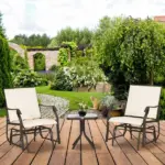 3-Piece Patio Rocking Chair Set with Coffee Table Outdoor Bistro Set Sling Fabric Glass Tabletop for Garden - Image 10