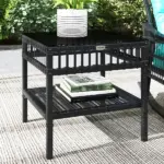 Outsunny 3 Piece PE Rattan Rocking Chair Set with Glass Top Table Black and Turquoise - Image 9