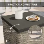 3 Pieces Wicker Patio Furniture Set, Outdoor PE Rattan Rocking Chairs with Coffee Table, Cushions for Porch, Garden Gray - Image 7