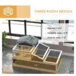 3-Room Tortoise Habitat, Indoors and Outdoors Wooden Turtle Enclosure w/ Balcony and 2 Stories, 44" x 25.5" x 23", Gray - Image 4