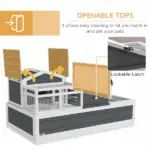 3-Room Tortoise Habitat, Indoors and Outdoors Wooden Turtle Enclosure w/ Balcony and 2 Stories, 44" x 25.5" x 23", Gray - Image 5
