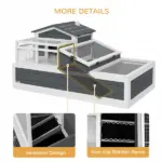 3-Room Tortoise Habitat, Indoors and Outdoors Wooden Turtle Enclosure w/ Balcony and 2 Stories, 44" x 25.5" x 23", Gray - Image 7