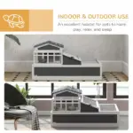3-Room Tortoise Habitat, Indoors and Outdoors Wooden Turtle Enclosure w/ Balcony and 2 Stories, 44" x 25.5" x 23", Gray - Image 8
