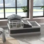 3-Room Tortoise Habitat, Indoors and Outdoors Wooden Turtle Enclosure w/ Balcony and 2 Stories, 44" x 25.5" x 23", Gray - Image 10
