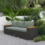3-Seat Outdoor Patio Sofa with Cushions, PE Rattan Wicker Sofa with Wide Armrests, Outdoor Wicker Couch, Dark Gray - Image 7