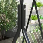 Outsunny 3-Seat Outdoor Patio Swing with Cushion Adjustable Canopy Black Gray and Green Stripe - Image 11