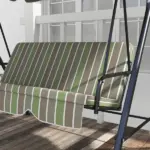 Outsunny 3-Seat Outdoor Patio Swing with Cushion Adjustable Canopy Black Gray and Green Stripe - Image 12