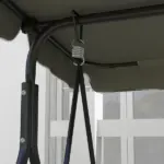 Outsunny 3-Seat Outdoor Patio Swing with Cushion Adjustable Canopy Black Gray and Green Stripe - Image 10