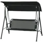 3 Seat Outdoor Patio Swing with Cushion and Adjustable Canopy, Black