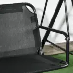 3 Seat Outdoor Patio Swing with Cushion and Adjustable Canopy, Black - Image 7
