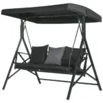 3-Seat Patio Swing Chair Outdoor Canopy Glider with Cushion 3 Throw Pillows Adjustable Shade for Porch Garden - Image 11