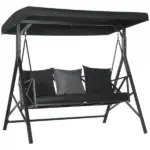 3-Seat Patio Swing Chair Outdoor Canopy Glider with Cushion 3 Throw Pillows Adjustable Shade for Porch Garden