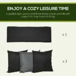 3-Seat Patio Swing Chair Outdoor Canopy Glider with Cushion 3 Throw Pillows Adjustable Shade for Porch Garden - Image 6