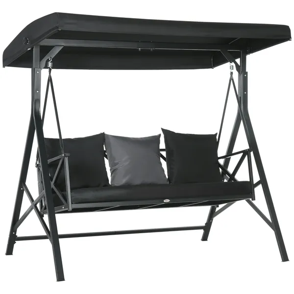 3-seat-patio-swing-chair-outdoor-canopy-glider-with-cushion-3-throw-pillows-adjustable-shade-for-porch-garden.webp 3-Seat Patio Swing Chair Outdoor Canopy Glider with Cushion 3 Throw Pillows Adjustable Shade for Porch Garden - Image 1
