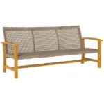 3-Seat Wicker Outdoor Couch Patio Sofa, Acacia Wood Patio Furniture with Steel Seat Armrests, 1000 LBS Capacity, Teak - Image 11