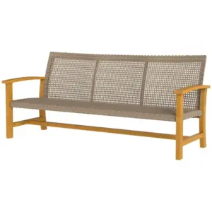 3 seat wicker outdoor couch patio sofa acacia wood patio furniture with steel seat armrests 1000 lbs capacity teak