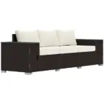3 Seater Wicker Outdoor Couch Patio Sofa with Storage, Thickened Cushions and Wide Armrests for Porch Yard, Cream White - Image 11