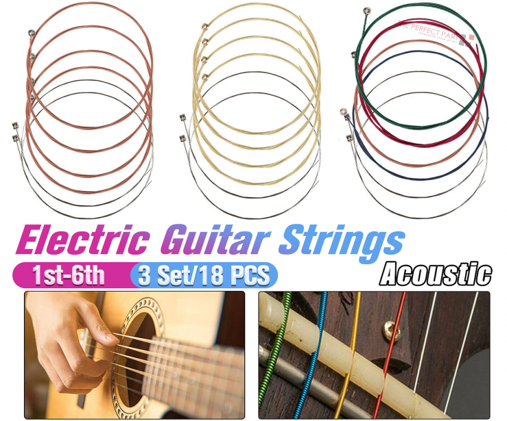 3 Sets of 6 Acoustic Guitar Replacement Strings, 18 Strings Total