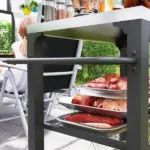 3-Shelf Outdoor Grill Cart with Stainless Steel Tabletop, Movable Pizza Oven Table with Hooks, Side Handle, Wheels - Image 8