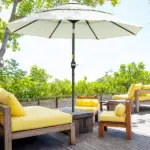 9 ft 3 Tier Patio Umbrella with Crank and Push Button Tilt, Beige - Image 2