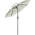 9 ft 3 Tier Patio Umbrella with Crank and Push Button Tilt, Beige