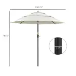 9 ft 3 Tier Patio Umbrella with Crank and Push Button Tilt, Beige - Image 3