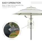 9 ft 3 Tier Patio Umbrella with Crank and Push Button Tilt, Beige - Image 5