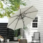 9 ft 3 Tier Patio Umbrella with Crank and Push Button Tilt, Beige - Image 9