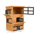 3-Tier Cat House Feral Cat House, Outdoor Kitten Condo with Raised Floor, Asphalt Roof, Escape Door, Jumping Platform, Yellow - Image 3