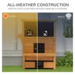 3-Tier Cat House Feral Cat House, Outdoor Kitten Condo with Raised Floor, Asphalt Roof, Escape Door, Jumping Platform, Yellow - Image 5