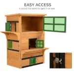 3-Tier Cat House Feral Cat House, Outdoor Kitten Condo with Raised Floor, Asphalt Roof, Escape Door, Jumping Platform, Yellow - Image 6