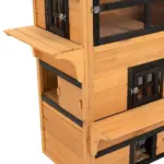 3-Tier Cat House Feral Cat House, Outdoor Kitten Condo with Raised Floor, Asphalt Roof, Escape Door, Jumping Platform, Yellow - Image 8