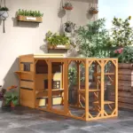 3-Tier Cat House Feral Cat House, Outdoor Kitten Condo with Raised Floor, Asphalt Roof, Escape Door, Jumping Platform, Yellow - Image 10