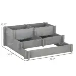 3 Tier Elevated Wood Flower Box Raised Garden Bed with Water Draining Fabric for Soil Gray for Vegetables Herbs - Image 3